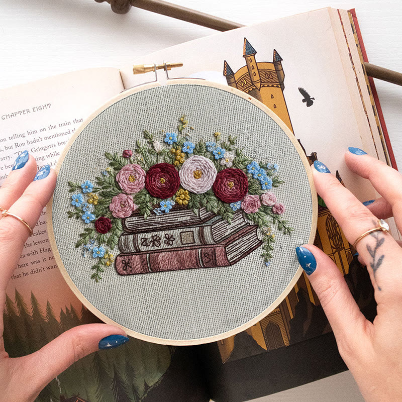 Rubbyoo Embroidery Kit - Floral Book Bouquet | Handcrafted Decorative Art | Perfect For Gift - image 7