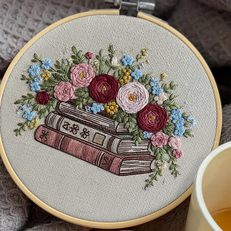 Rubbyoo Embroidery Kit - Floral Book Bouquet | Handcrafted Decorative Art | Perfect For Gift - image 5