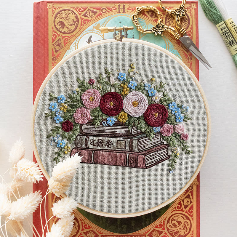 Rubbyoo Embroidery Kit - Floral Book Bouquet | Handcrafted Decorative Art | Perfect For Gift - image 12