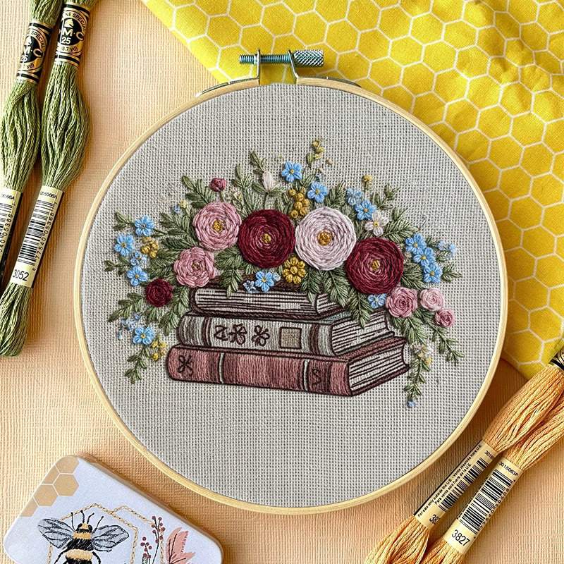 Rubbyoo Embroidery Kit - Floral Book Bouquet | Handcrafted Decorative Art | Perfect For Gift - image 6