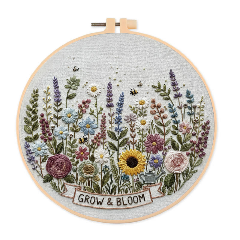 Rubbyoo Embroidery Kit - Blooming Garden With Sunflowers | Whimsical Floral Art | Ideal For Diy Crafters - 20*20cm - image 1