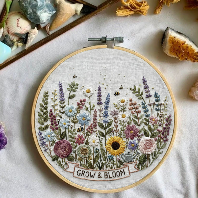 Rubbyoo Embroidery Kit - Blooming Garden With Sunflowers | Whimsical Floral Art | Ideal For Diy Crafters - image 3