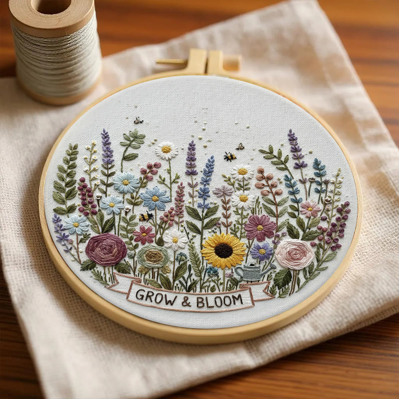 Rubbyoo Embroidery Kit - Blooming Garden With Sunflowers | Whimsical Floral Art | Ideal For Diy Crafters - image 2