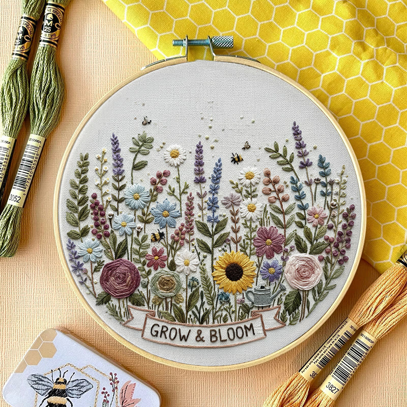 Rubbyoo Embroidery Kit - Blooming Garden With Sunflowers | Whimsical Floral Art | Ideal For Diy Crafters - image 8
