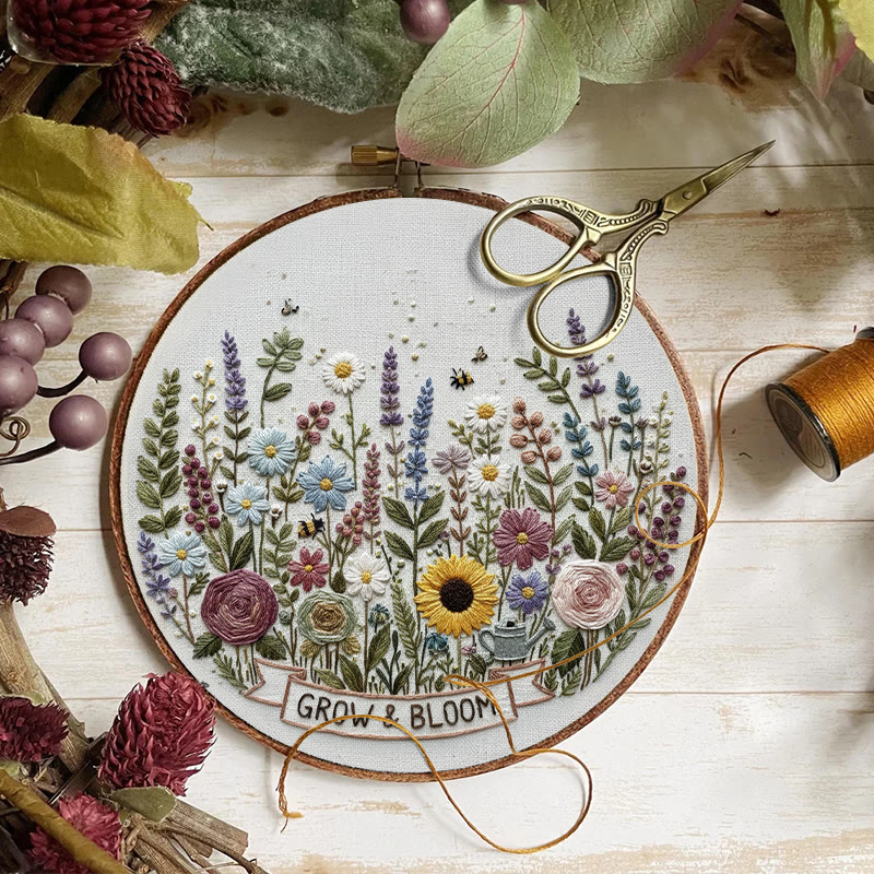 Rubbyoo Embroidery Kit - Blooming Garden With Sunflowers | Whimsical Floral Art | Ideal For Diy Crafters - image 7