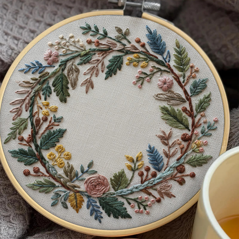 Rubbyoo Embroidery Kit - Floral Wreath | Handcrafted Art | Perfect For Diy Projects - image 3