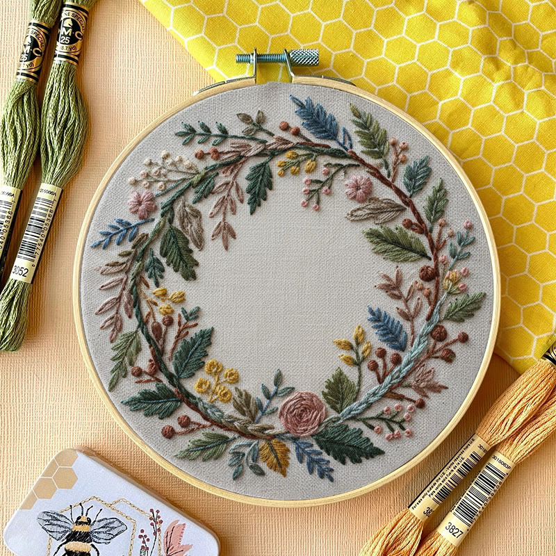 Rubbyoo Embroidery Kit - Floral Wreath | Handcrafted Art | Perfect For Diy Projects - image 9