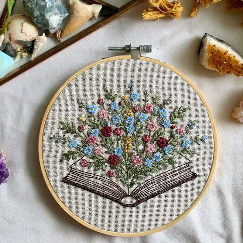 Rubbyoo Embroidery Kit - Blooming Book Bouquet | Handcrafted Floral Art | Perfect For Craft Lovers - image 2