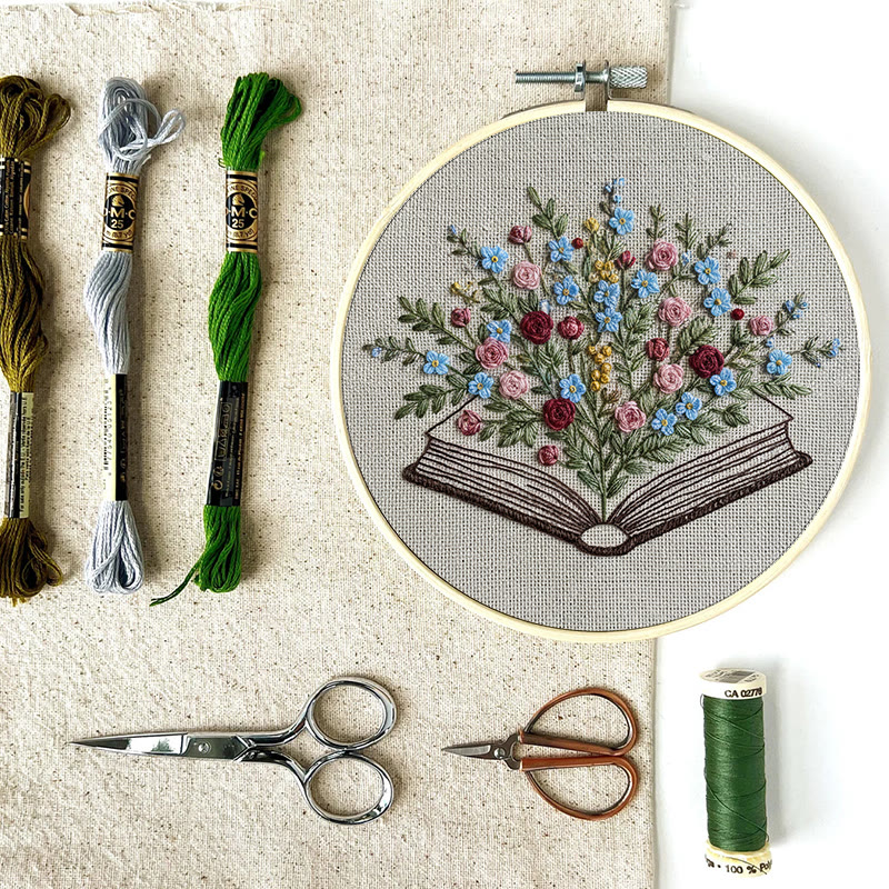 Rubbyoo Embroidery Kit - Blooming Book Bouquet | Handcrafted Floral Art | Perfect For Craft Lovers - image 9