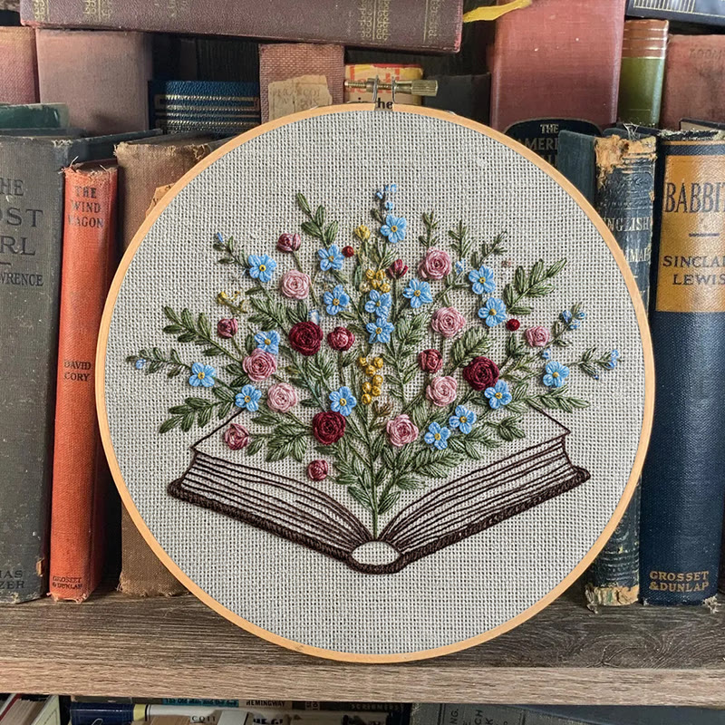 Rubbyoo Embroidery Kit - Blooming Book Bouquet | Handcrafted Floral Art | Perfect For Craft Lovers - image 3