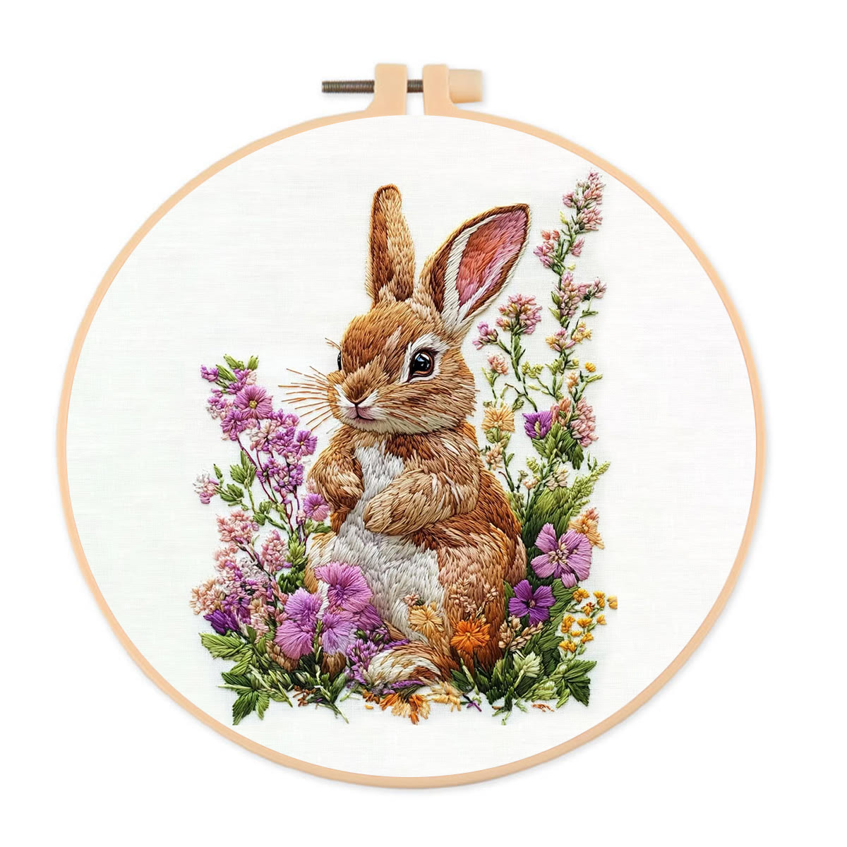 Rubbyoo Embroidery Kit - Bunny In Blooming Garden | Handcrafted Nature Art | Ideal For Animal Lovers - 20*20cm - image 1