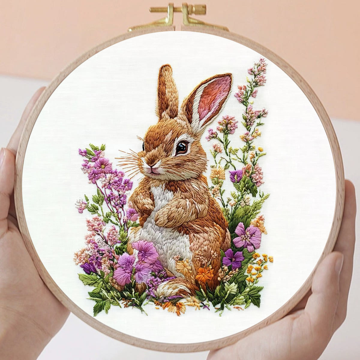 Rubbyoo Embroidery Kit - Bunny In Blooming Garden | Handcrafted Nature Art | Ideal For Animal Lovers - image 5