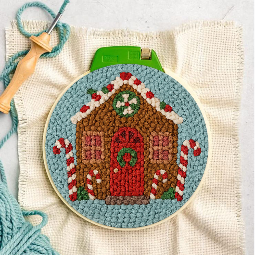 Gingerbread Cottage Punch Needle Kit – Easy-to-make Craft | Festive Table Accent - image 3
