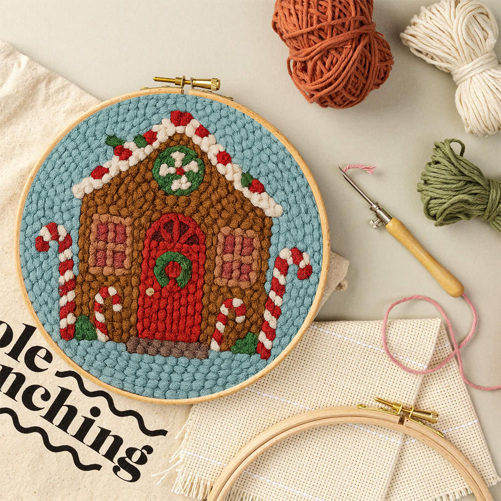 Gingerbread Cottage Punch Needle Kit – Easy-to-make Craft | Festive Table Accent - image 6