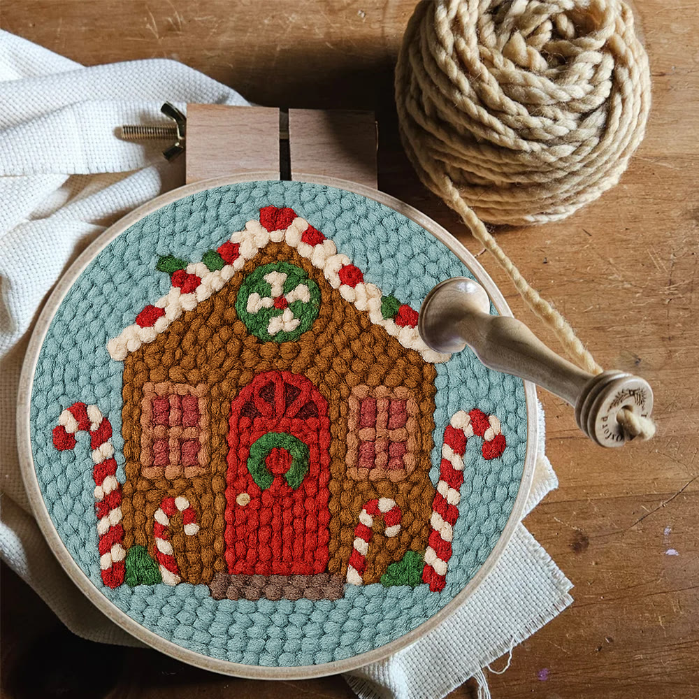 Gingerbread Cottage Punch Needle Kit – Easy-to-make Craft | Festive Table Accent - image 2