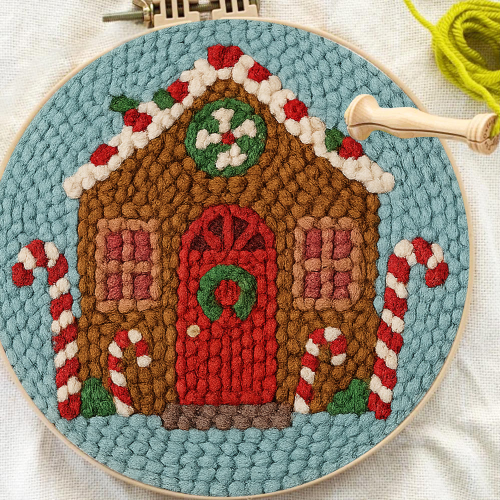 Gingerbread Cottage Punch Needle Kit – Easy-to-make Craft | Festive Table Accent - image 11