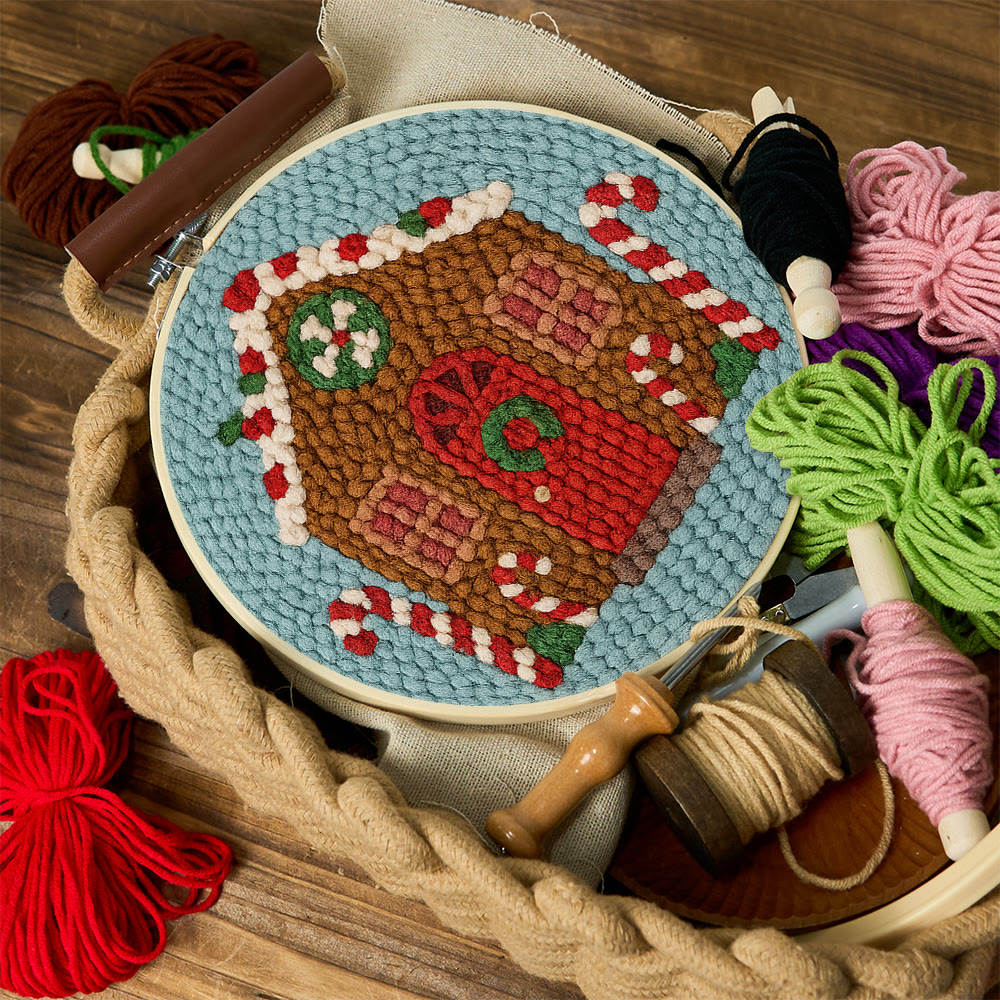 Gingerbread Cottage Punch Needle Kit – Easy-to-make Craft | Festive Table Accent - image 10