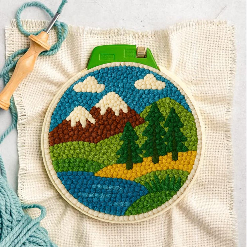 Mountain Lake Landscape Punch Needle Kit – Beginning Project | Playful Decorative Hanging - image 7