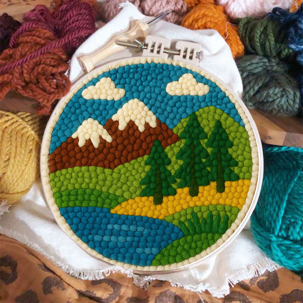 Mountain Lake Landscape Punch Needle Kit – Beginning Project | Playful Decorative Hanging - image 6
