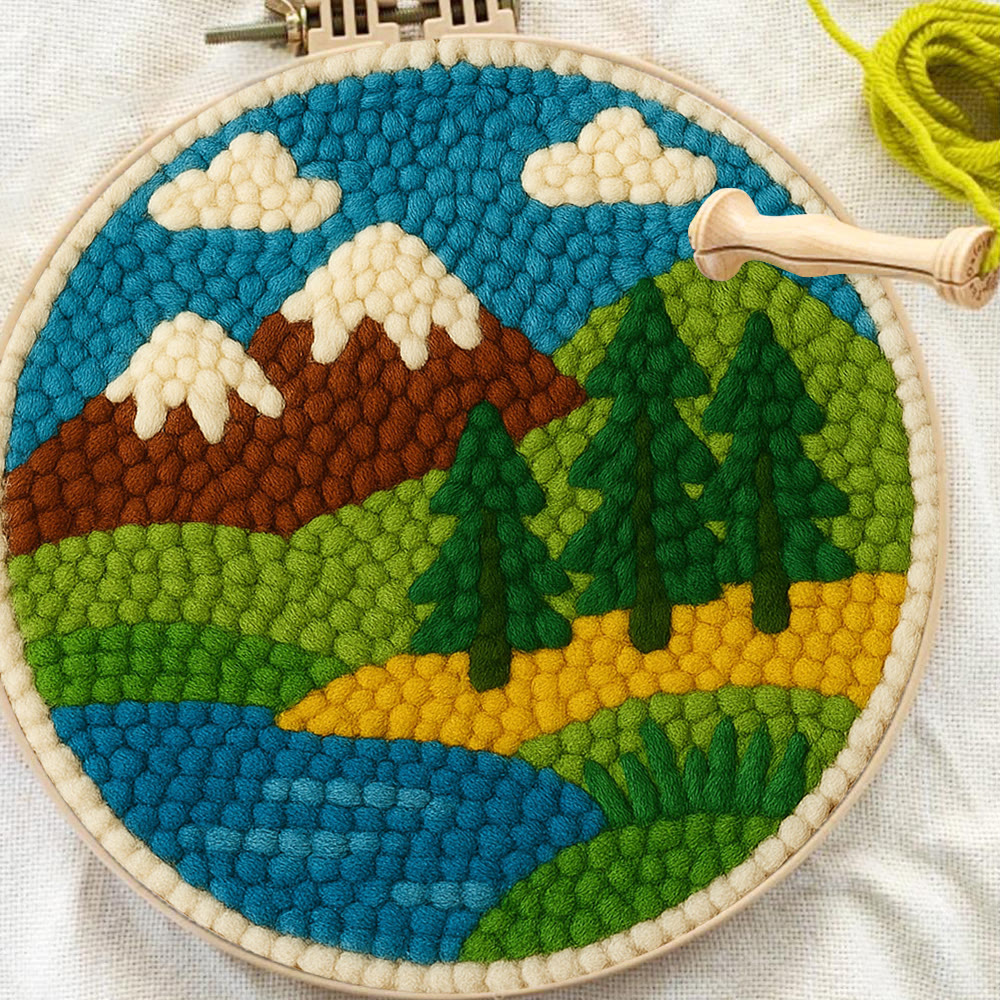 Mountain Lake Landscape Punch Needle Kit – Beginning Project | Playful Decorative Hanging - image 2