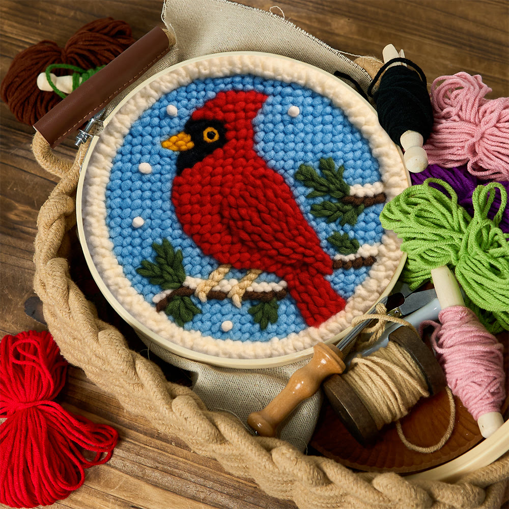 Winter Cardinal Punch Needle Kit – Beginner-easy Handcraft | Cozy Winter Wall Piece - image 12