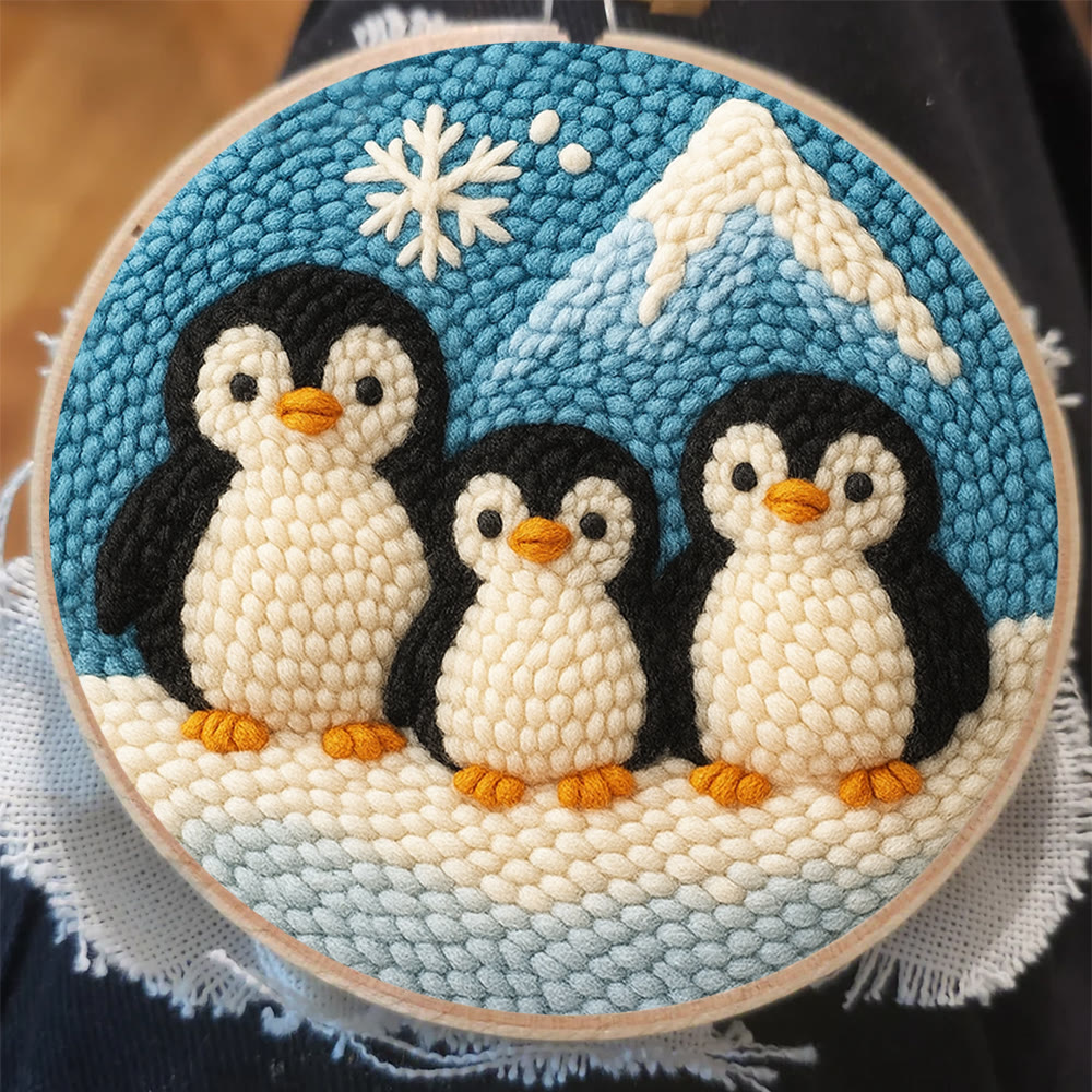 Snowy Penguin Trio Punch Needle Kit – Fun-spirit Diy Craft | Charming Winter Nook Ornament - image 2