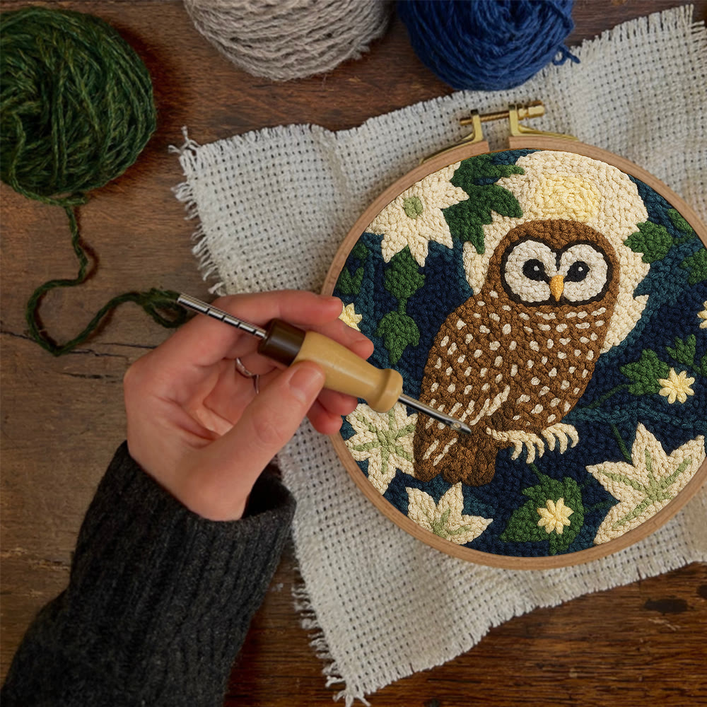Nocturnal Owl Floral Punch Needle Kit – Artisanal Handcraft Creation | Exquisite Wall Hanging - image 10