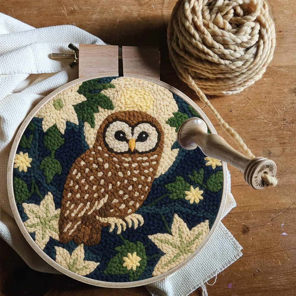 Nocturnal Owl Floral Punch Needle Kit – Artisanal Handcraft Creation | Exquisite Wall Hanging - image 7