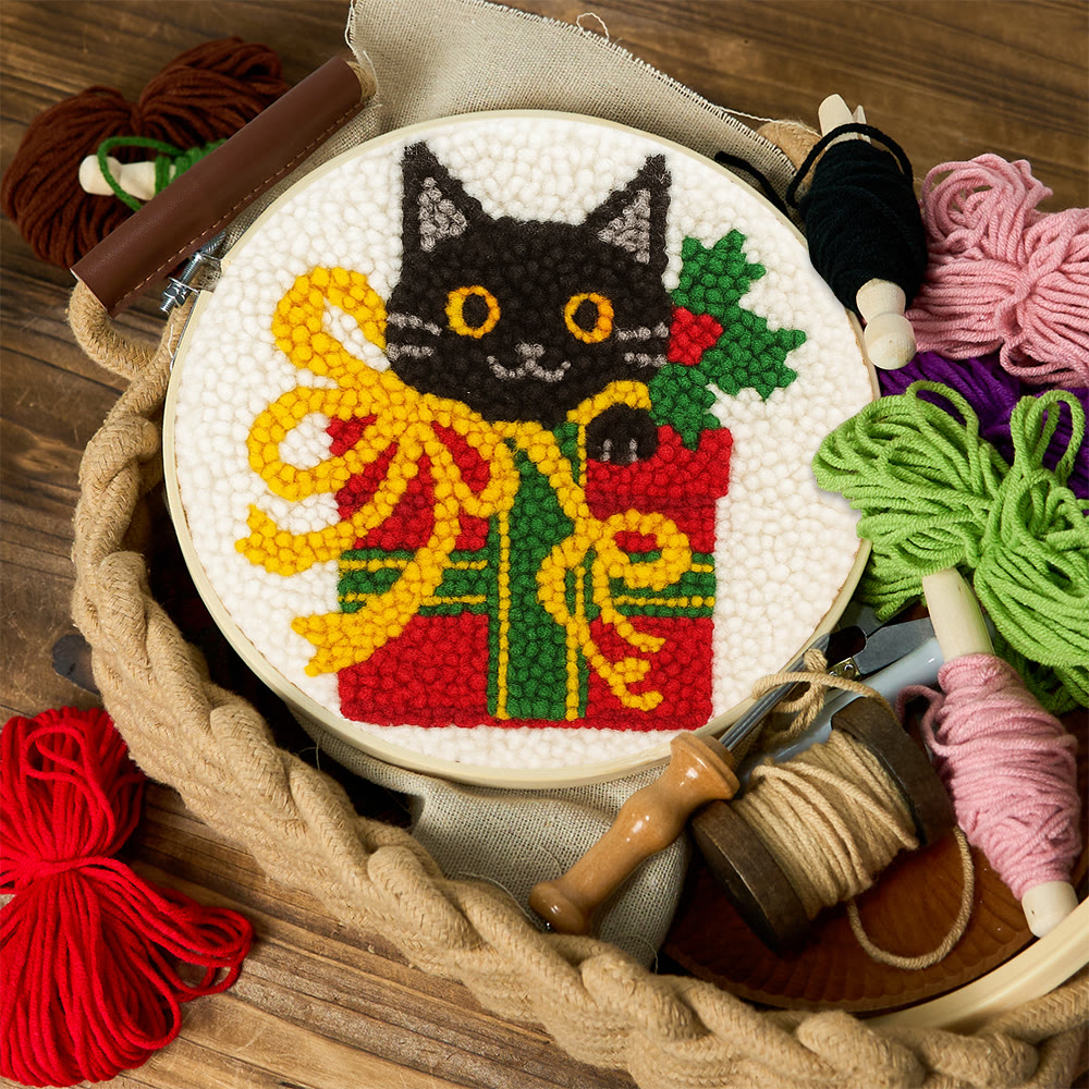 Christmas Black Cat Gift Punch Needle Kit – Festive DIY Handiwork | Sweet Holiday Ornament - image 12