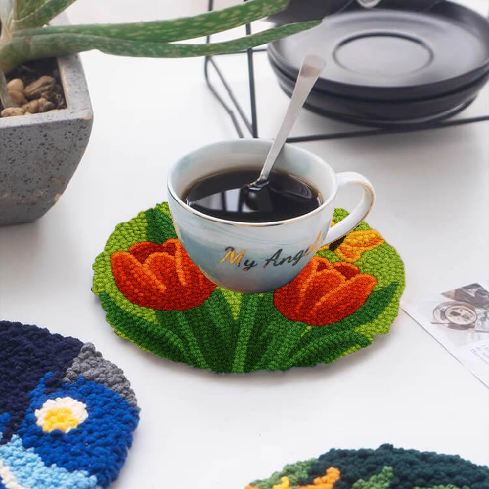 Orange Tulip Butterfly Punch Needle Kit – Uncomplicated Craft Making | Cheerful Home Piece - image 5