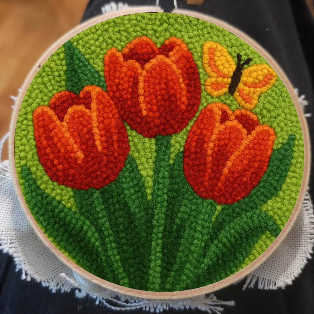 Orange Tulip Butterfly Punch Needle Kit – Uncomplicated Craft Making | Cheerful Home Piece - image 7