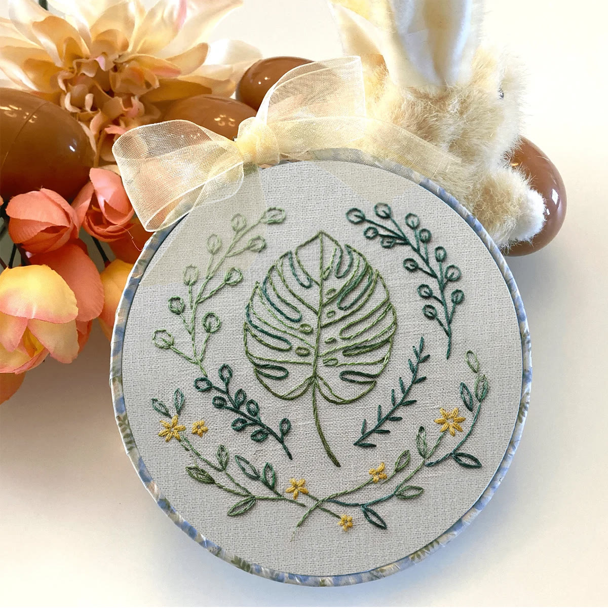 Rubbyoo Embroidery Kit - Plant Leaves | Diy Handmade Craft For Beginner | Nice Desk Decor - image 3