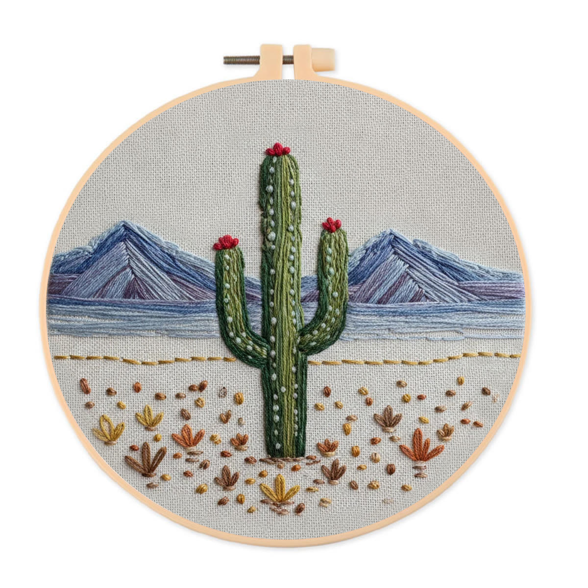 Rubbyoo Embroidery Kit - Flowering Cactus | Unique Stitch Craft | Perfect Birthday Gift  - 20*20cm - image 1