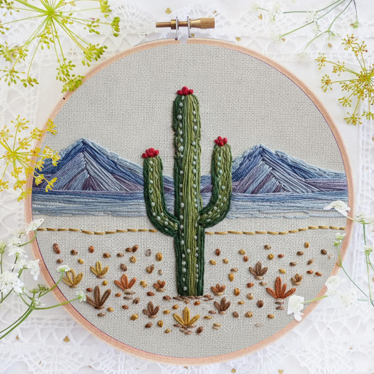 Rubbyoo Embroidery Kit - Flowering Cactus | Unique Stitch Craft | Perfect Birthday Gift  - image 3