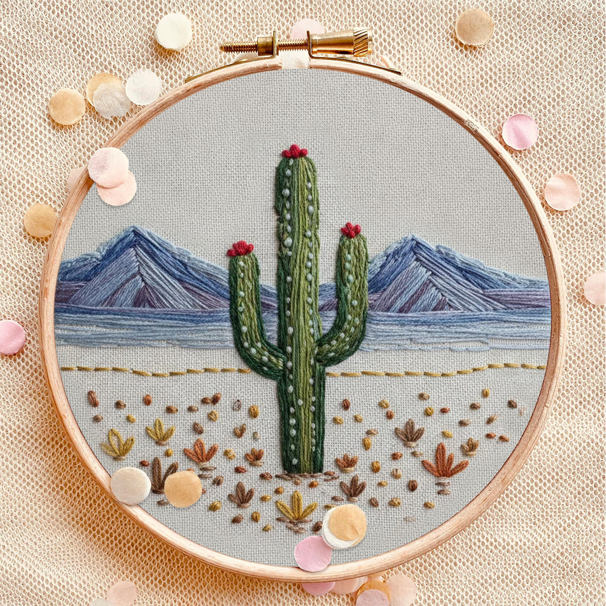 Rubbyoo Embroidery Kit - Flowering Cactus | Unique Stitch Craft | Perfect Birthday Gift  - image 2