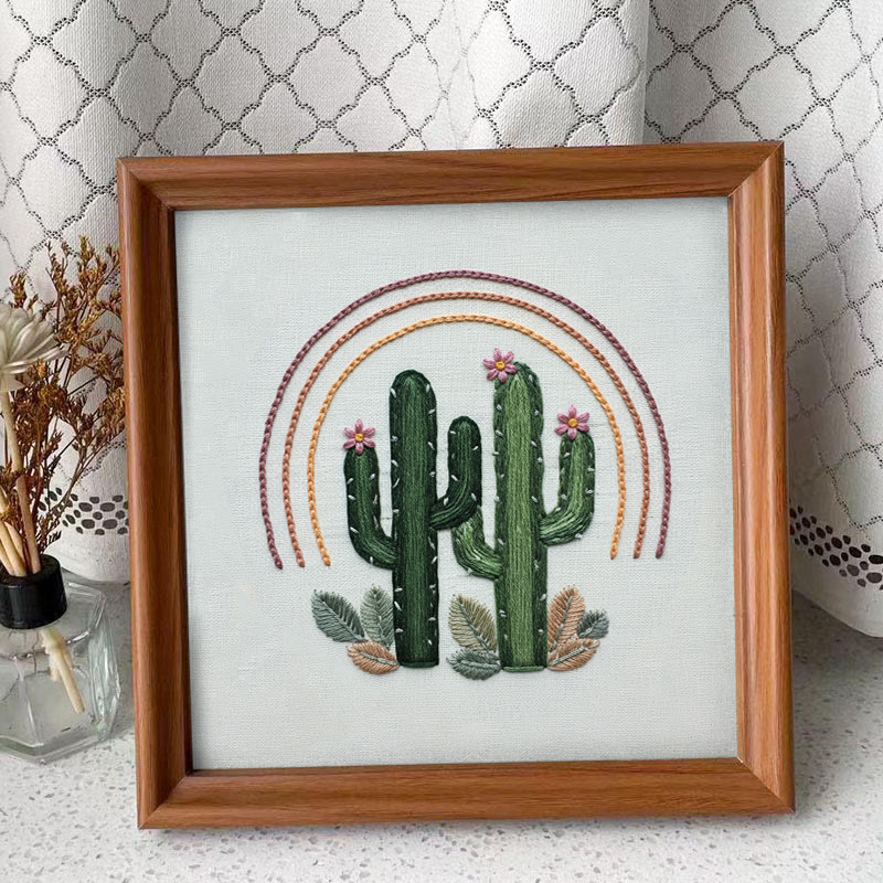 Rubbyoo Embroidery Kit - Green Cactus  | Easy Needle Artwork | Unique Hoop Craft - Embroidery Kit Plus An Extra Frame - image 10