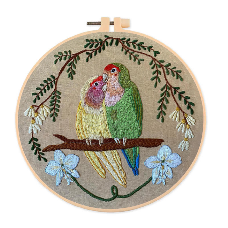 Rubbyoo Embroidery Kit - Bird Couple | Diy Stitch Craft | Handmade Anniversary Gift - image 1