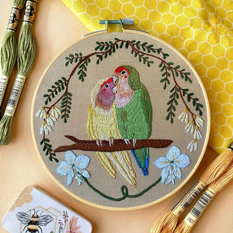 Rubbyoo Embroidery Kit - Bird Couple | Diy Stitch Craft | Handmade Anniversary Gift - image 2