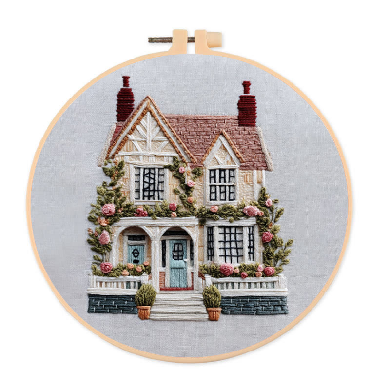 Rubbyoo Embroidery Kit - Dream House | Handmade Stitch Art | Wall Hanging Decor - 20*20cm - image 1