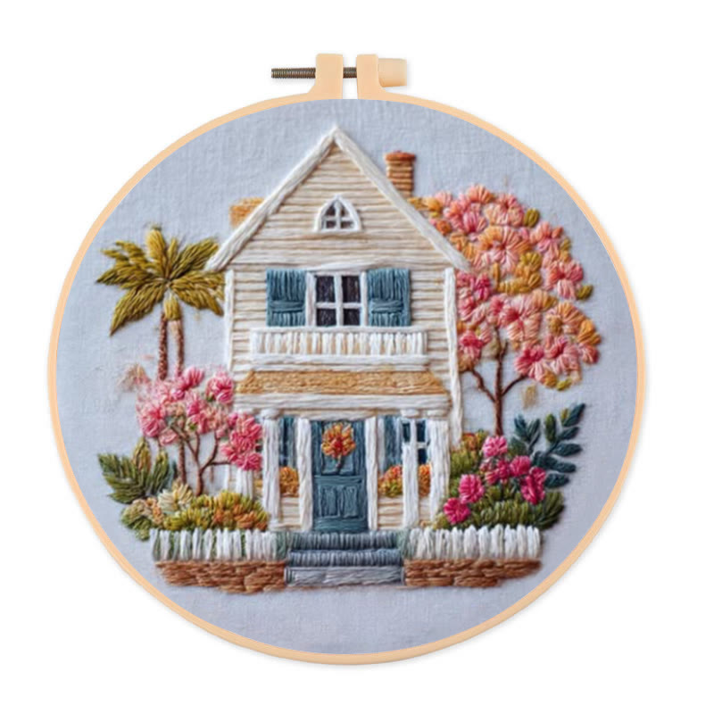 Rubbyoo Embroidery Kit - Vintage Cottage | Handmade Landscape Needlework | Diy Home Ornament - 20*20cm - image 1