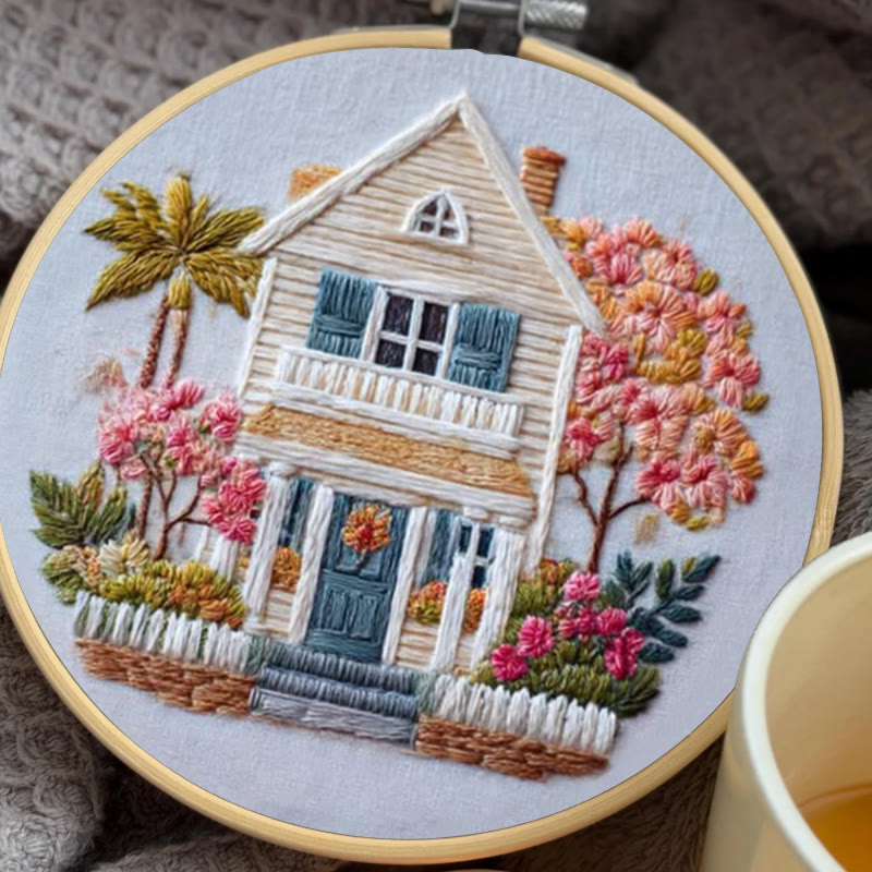 Rubbyoo Embroidery Kit - Vintage Cottage | Handmade Landscape Needlework | Diy Home Ornament - image 4