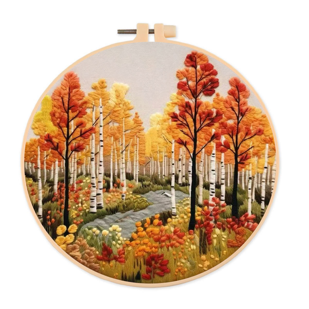 Rubbyoo Embroidery Kit - Autumn Street | Charming Landscape Craft | Perfect For Home Decor - 20*20cm - image 1