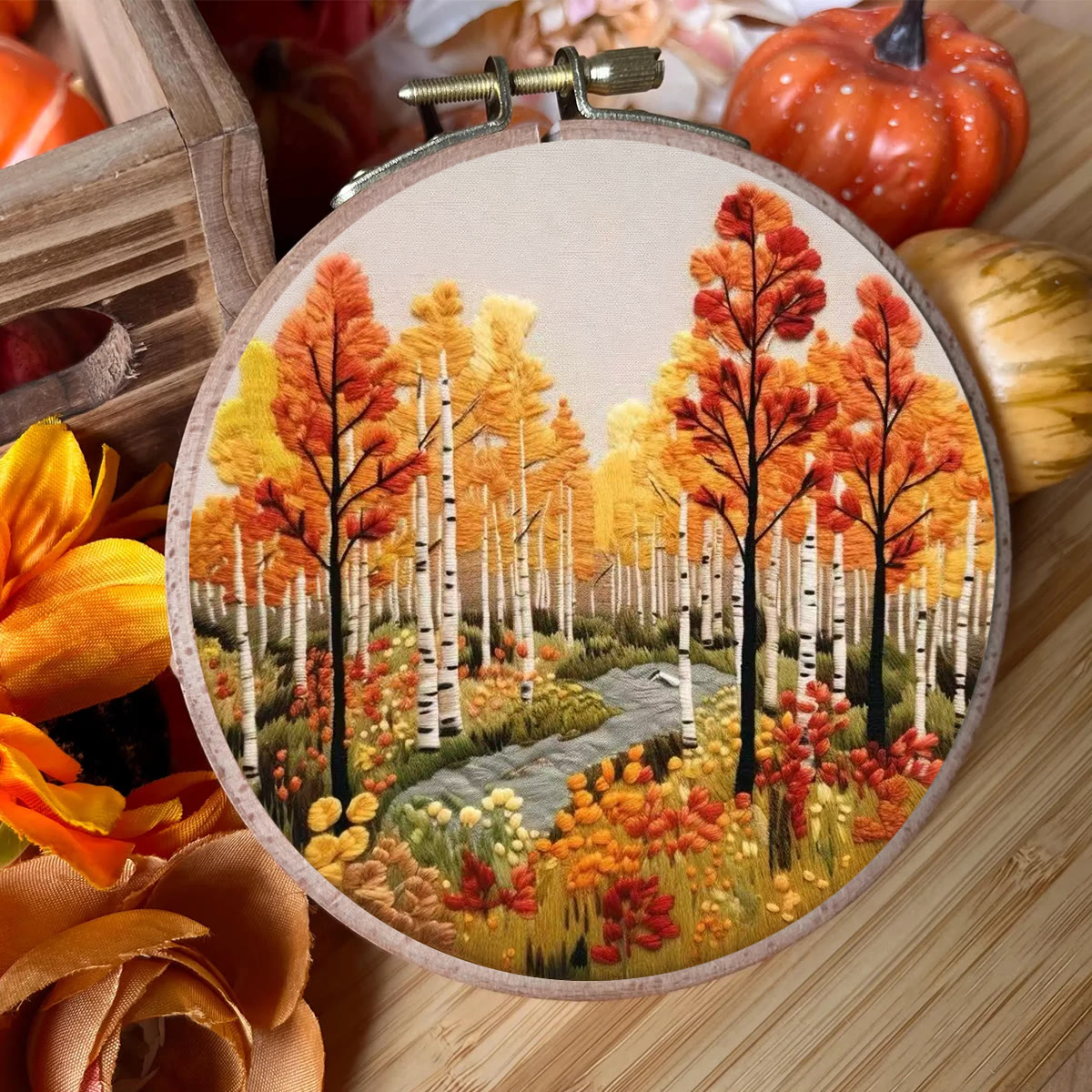 Rubbyoo Embroidery Kit - Autumn Street | Charming Landscape Craft | Perfect For Home Decor - image 8
