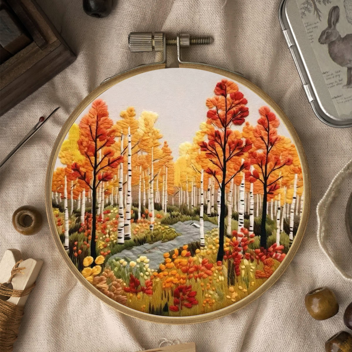 Rubbyoo Embroidery Kit - Autumn Street | Charming Landscape Craft | Perfect For Home Decor - image 7