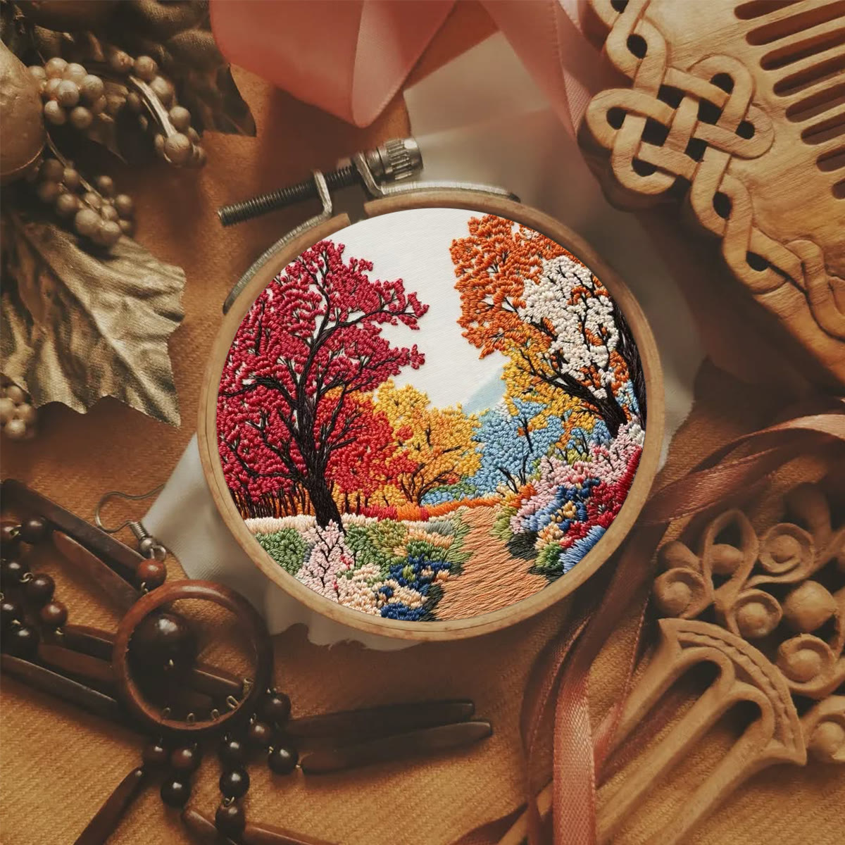 Rubbyoo Embroidery Kit - Colorful Forest | Diy Room Ornament | Gift For Handmade Crafter - image 3