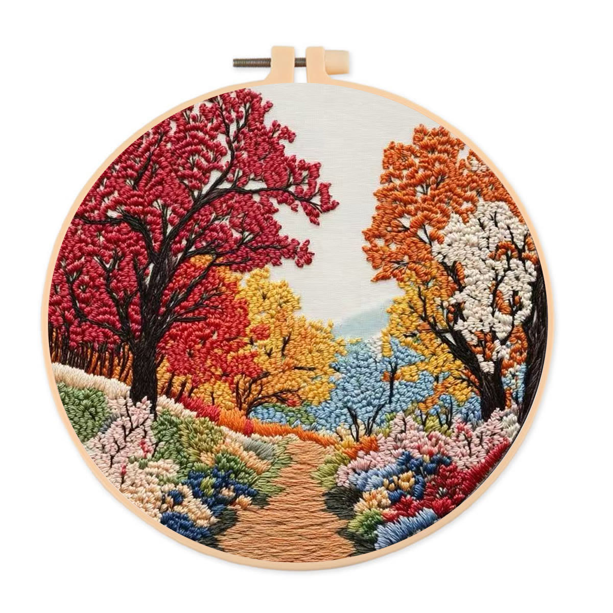 Rubbyoo Embroidery Kit - Colorful Forest | Diy Room Ornament | Gift For Handmade Crafter - 20*20cm - image 1