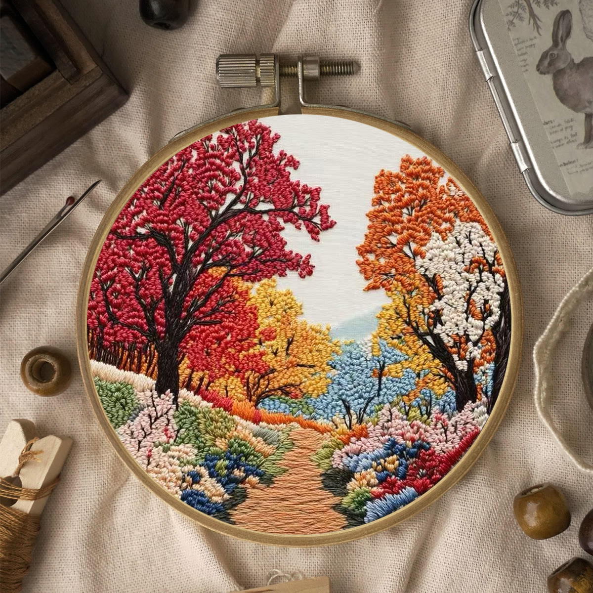 Rubbyoo Embroidery Kit - Colorful Forest | Diy Room Ornament | Gift For Handmade Crafter - image 2