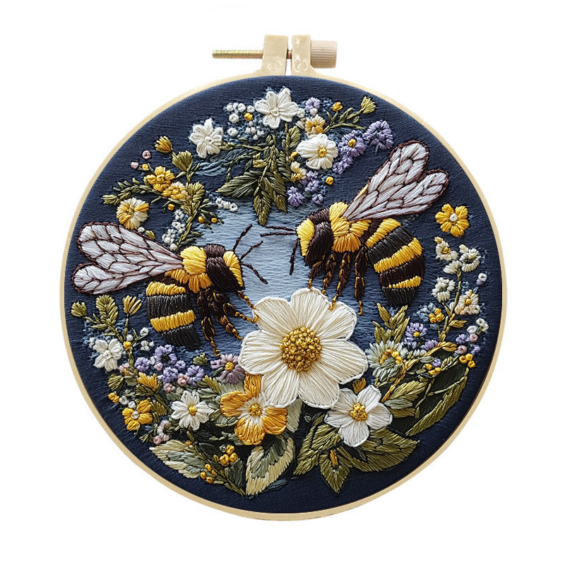 Rubbyoo Embroidery Kit - Floral Bee Series |  Unique Animal Collection  | Diy Craft Kit For Beginner - 15*15cm - #1 - image 2