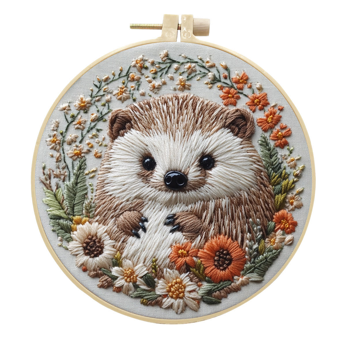 Rubbyoo Embroidery Kit - Adorable Hedgehog | Diy Animal Craft | Handmade Hoop Art  - 15*15cm - #2 - image 3