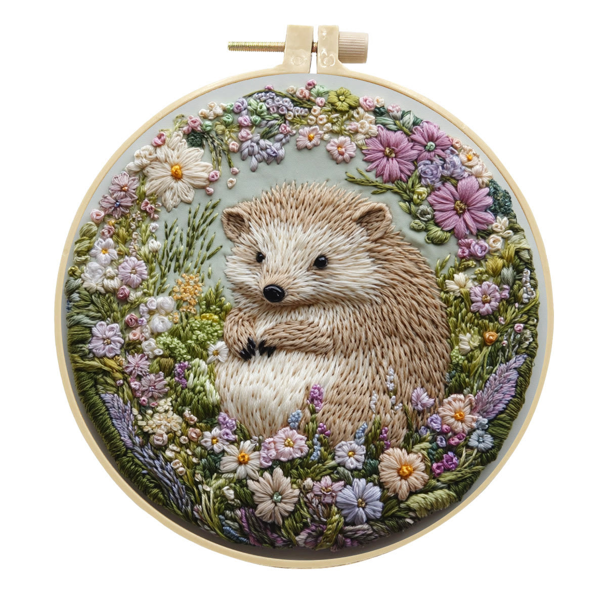 Rubbyoo Embroidery Kit - Adorable Hedgehog | Diy Animal Craft | Handmade Hoop Art  - 15*15cm - #1 - image 2